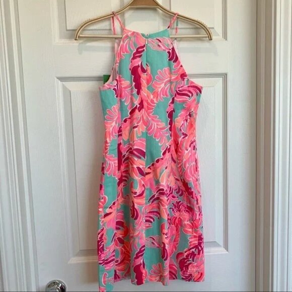[🌟 PRICE FIRM] Lilly Pulitzer Poolside Blue Love Birds Pearl Shift Dress - Picture 4 of 12